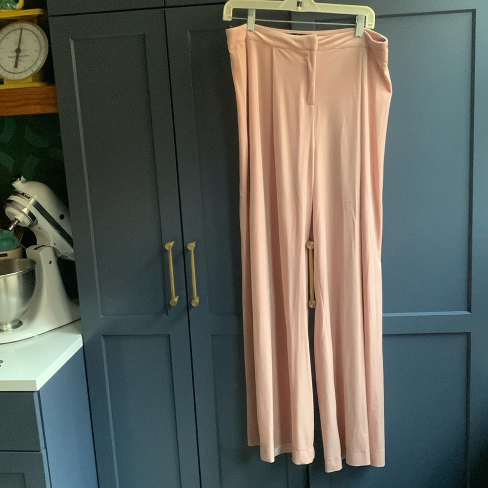 Pink Velvet Wide Leg Pants- Size M